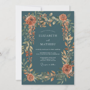 Invitation Mariage Floral Terracotta Sourdine Teal