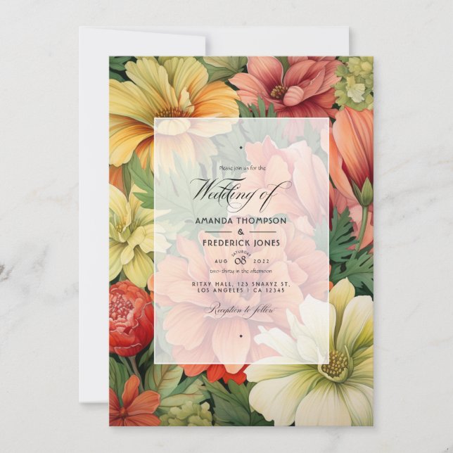 Invitation Mariage floral terre cuite et verdure (Devant)
