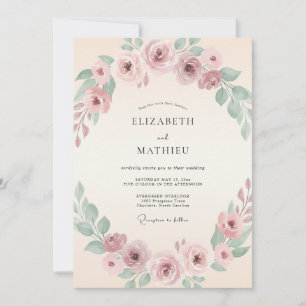 Invitation Mariage Floral Tranquille Rose Tendresse