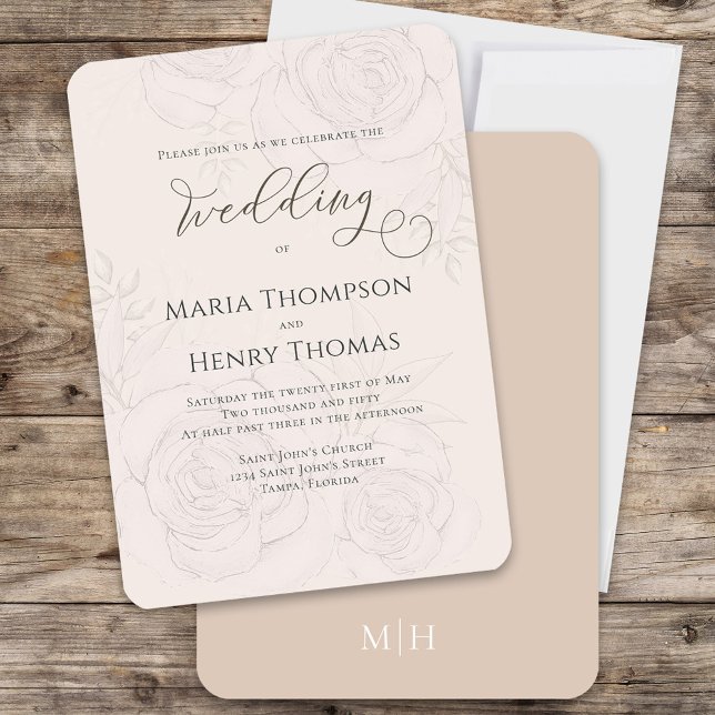 Invitation Mariage floral transparent Script élégant (Elegant floral calligraphy wedding invitation )