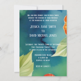 Invitation Mariage Floral Tropical Aquarelle Hibiscus Aloha