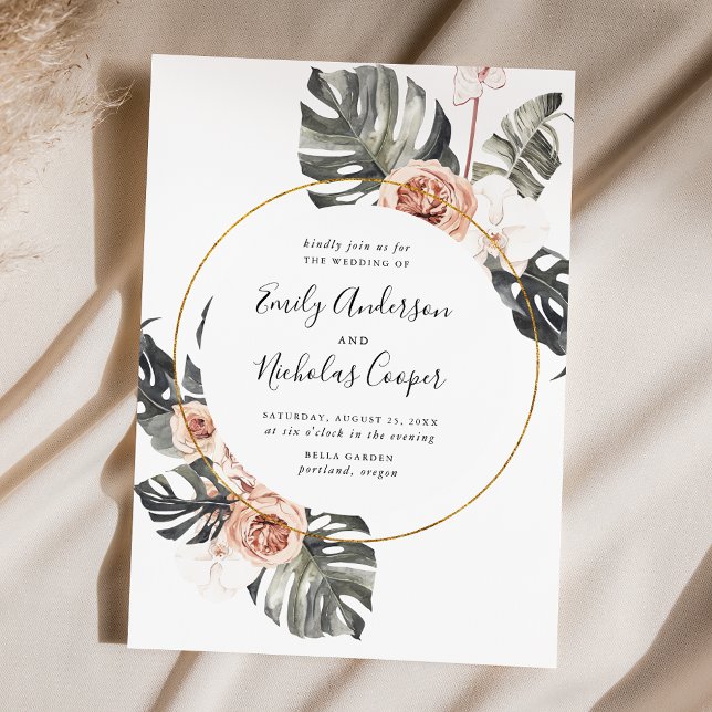 Invitation Mariage Floral Tropical Bohème (Créateur téléchargé)