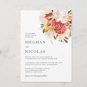 Invitation Mariage floral tropical Citrus lumineux