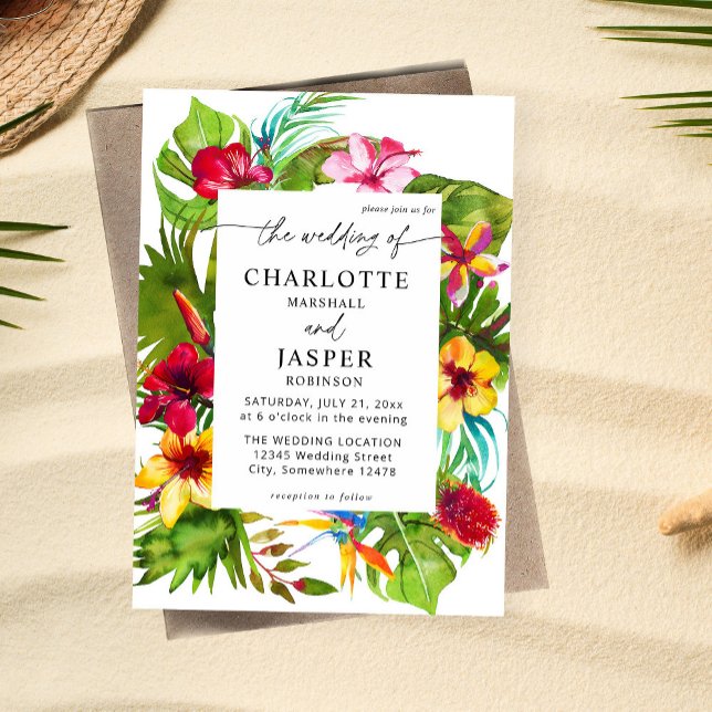 Invitation Mariage floral tropical coloré (Créateur téléchargé)