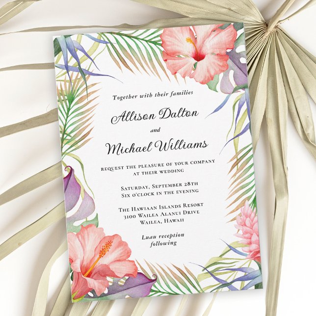 Invitation Mariage floral tropical de Luau (Créateur téléchargé)