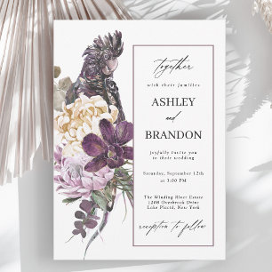 Invitation Mariage floral tropical du Boho de perroquet pourp