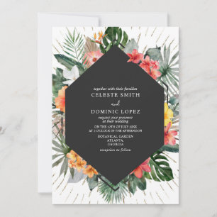 Invitation Mariage Floral Tropical Et Gold Botanique Invitat
