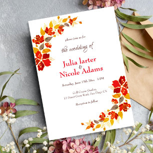 Invitation Mariage Floral Tropical Hibiscus Orange Brûlé