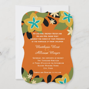 Invitation Mariage floral tropical orange