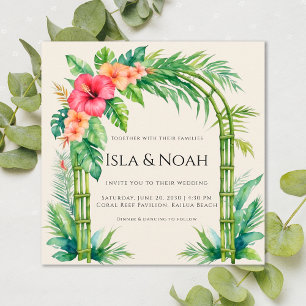 Invitation Mariage Floral Tropical sous une Arche de Bambou
