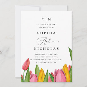 Invitation Mariage floral Tulip Spring   Code photo et QR