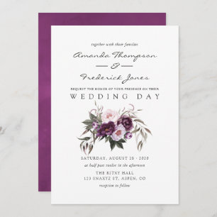 Invitation Mariage floral velours profond