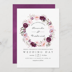 Invitation Mariage floral velours profond