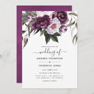 Invitation Mariage floral velours profond