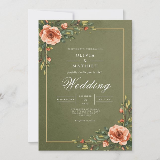 Invitation Mariage floral verdoyant (Devant)