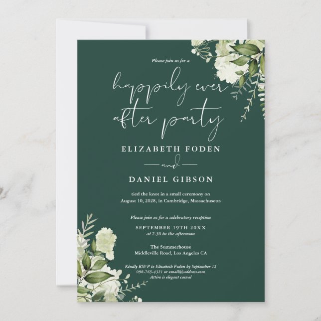 Invitation Mariage Floral Verdure Heureux Pour Toujours (Devant)