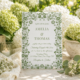 Invitation Mariage Floral Vert Citron