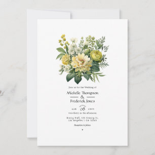 Invitation Mariage Floral Vert de Mousse