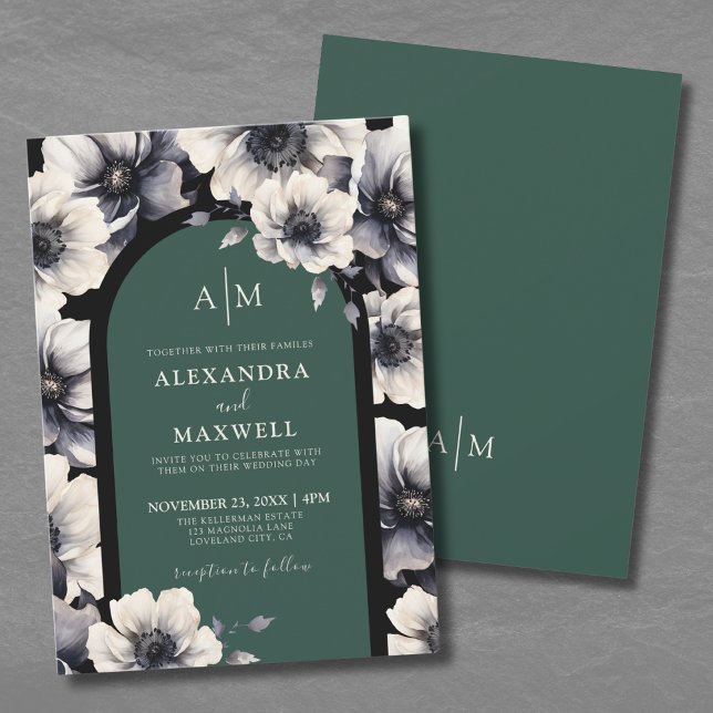 Invitation Mariage floral vert émeraude (Emerald Green Floral Wedding Invitation)