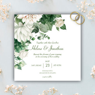 Invitation Mariage floral vert émeraude moderne