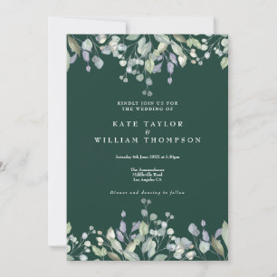 Invitation Mariage Floral Vert Émeraude Tout En Un