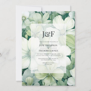 Invitation Mariage floral vert et blanc Sage