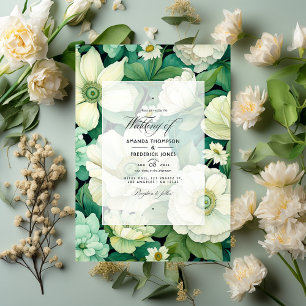 Invitation Mariage floral vert et ivoire
