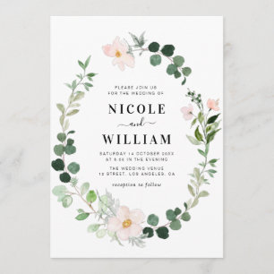 Invitation mariage floral vert et vert de couronne moderne