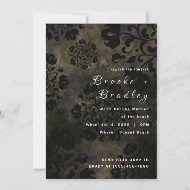 Invitation Mariage Floral Vert Olive (Devant)