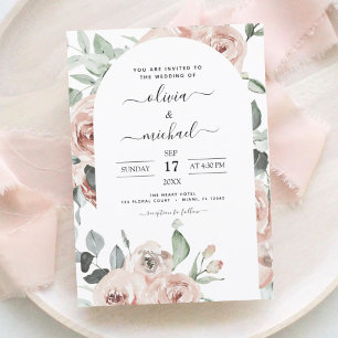 Invitation Mariage floral vert rose pâle