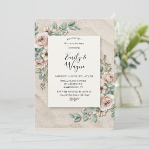 Invitation Mariage Floral Vert Sage de Sable