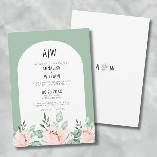 Invitation Mariage Floral Vert Sauge