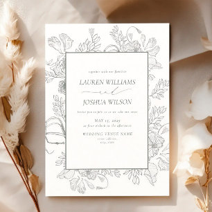 Invitation Mariage floral vert sauge en ligne artistique