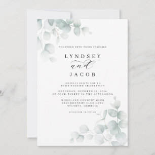 Invitation Mariage Floral Vert Sauge Minimaliste