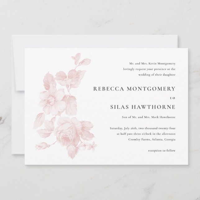Invitation Mariage Floral Vintage (Devant)