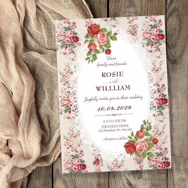 Invitation Mariage floral vintage (Créateur téléchargé)