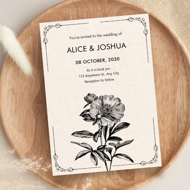 Invitation Mariage floral vintage (Créateur téléchargé)