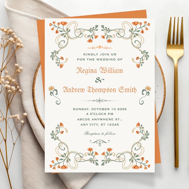 Invitation Mariage floral vintage (Créateur téléchargé)