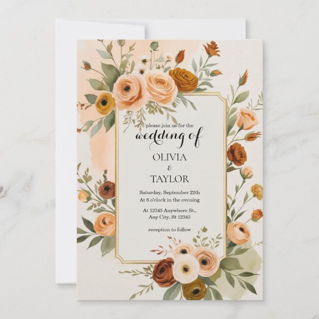 Invitation Mariage Floral Vintage (Devant)