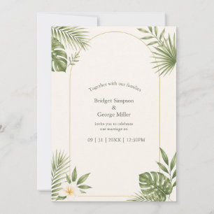 Invitation Mariage Floral Vintage Arch Hawaï Vert Sauge