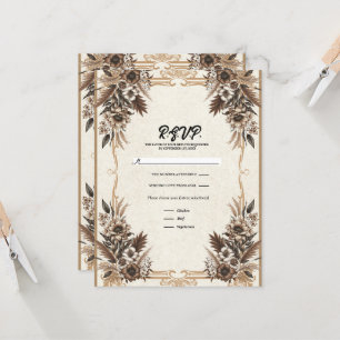 Invitation Mariage floral Vintage élégant en Bohême RSVP