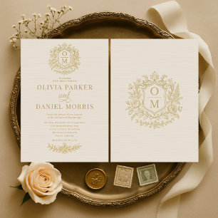 Invitation Mariage Floral Vintage Français Or Chinoiserie