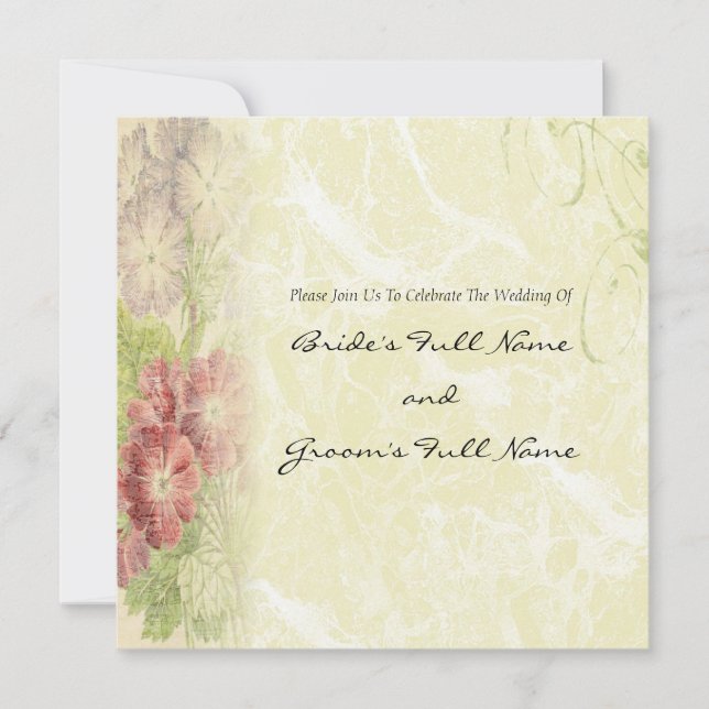 Invitation Mariage floral Vintage inspiré (Devant)