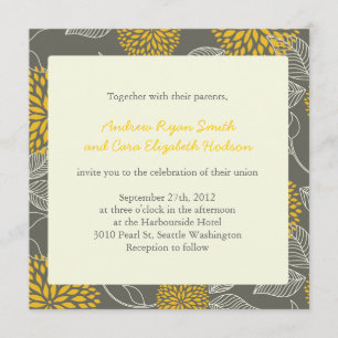 Invitation Mariage floral Vintage jaune et gris