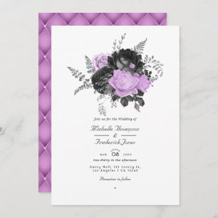 Invitation Mariage Floral Vintage noir et Lilac