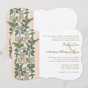Invitation Mariage Floral Vintage Oiseaux Teinte Rose Chèvref