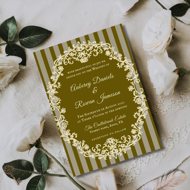 Invitation Mariage Floral Vintage Romantique Monogramme (Créateur téléchargé)