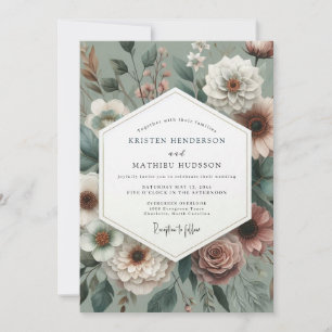 Invitation Mariage Floral Vintage Sage