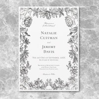 Mariage Floral Vintage Tapisserie Noir et Blanc