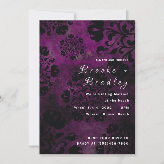 Invitation Mariage Floral Violet (Devant)